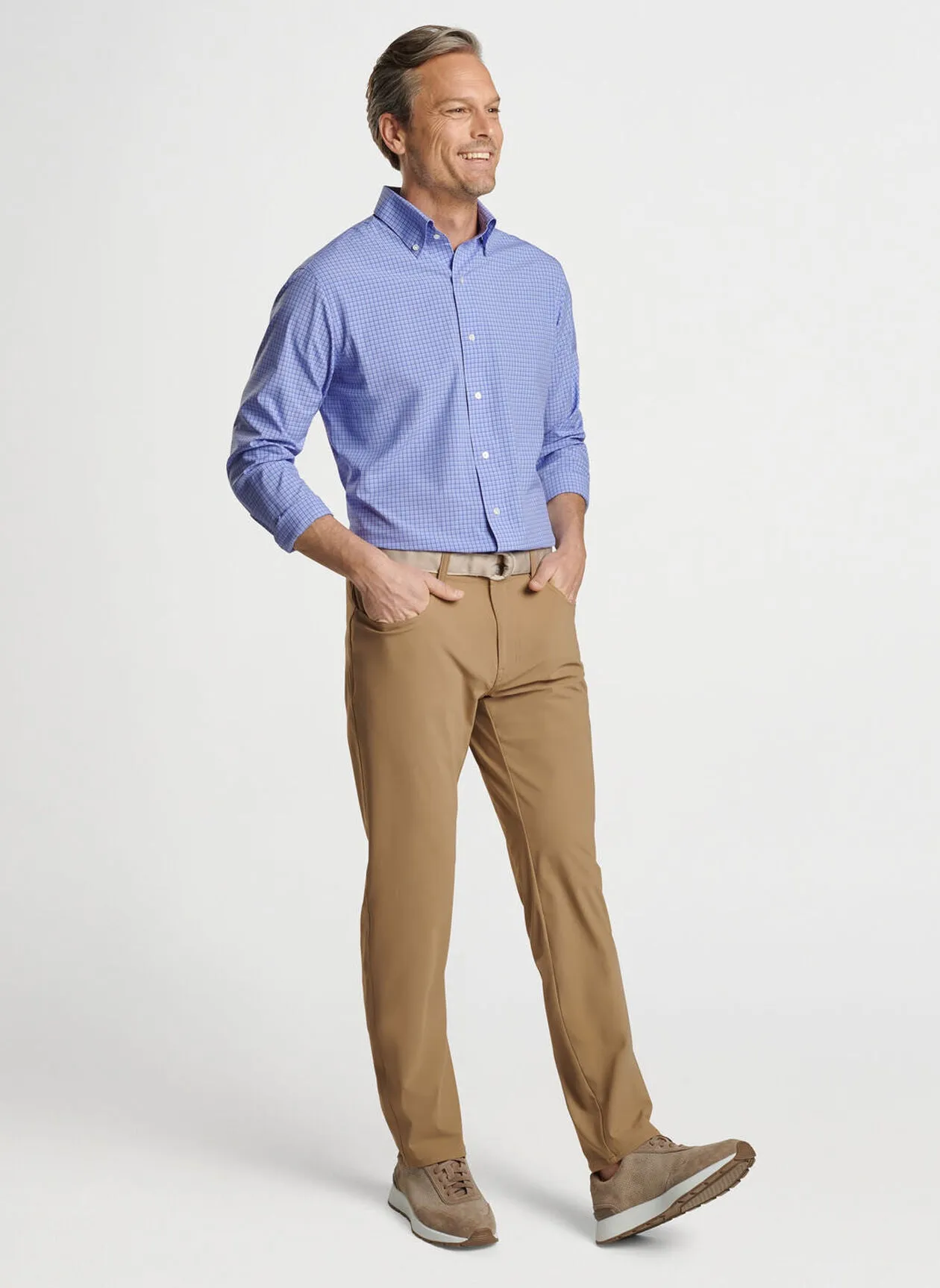 Peter Millar Mens Tailored Fit Cheviot Performance Poplin Sport Shirt - ELIXIR