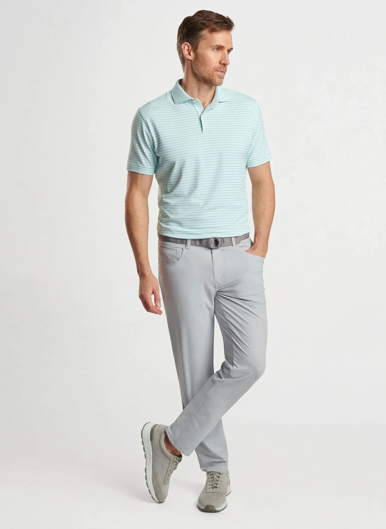 Peter Millar Mens Tailored Fit Duet Performance Jersey Polo - CAPRI BREEZE