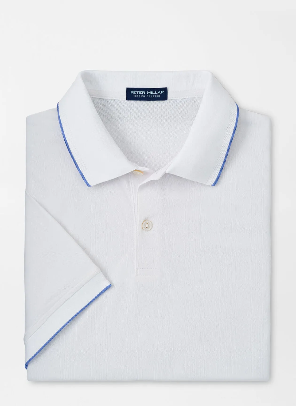 Peter Millar Mens Tailored Fit Encore Performance Mesh Polo - WHITE