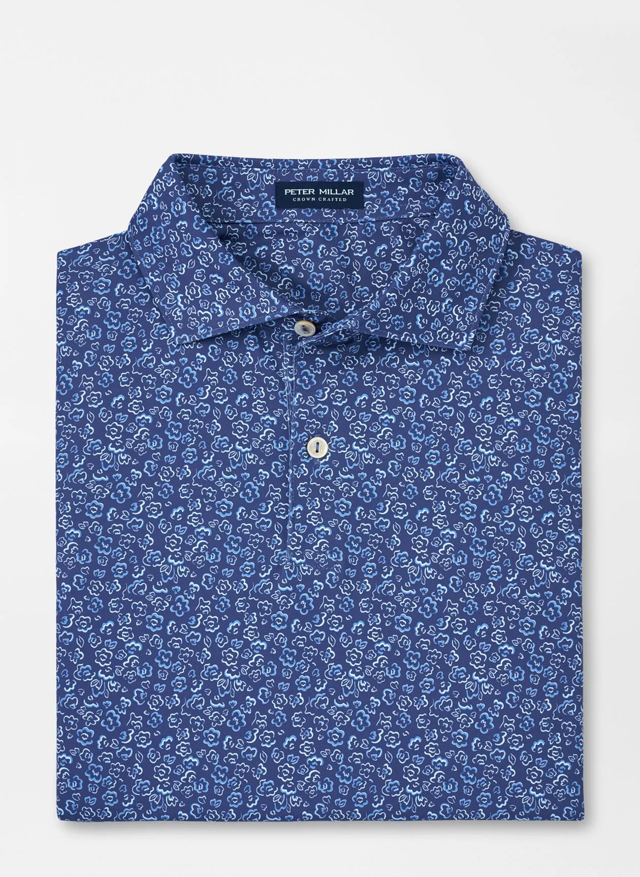 Peter Millar Mens Tailored Fit 'FIELDS OF GOLF' Performance Polo - BLUE PEARL