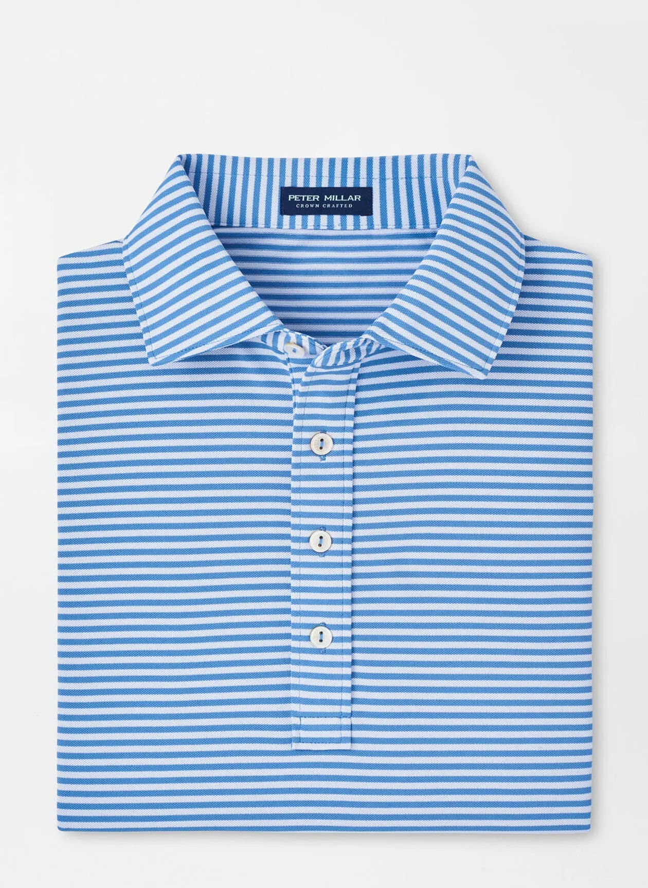 Peter Millar Mens Tailored Fit Mood Performance Mesh Polo - BROOK BLUE