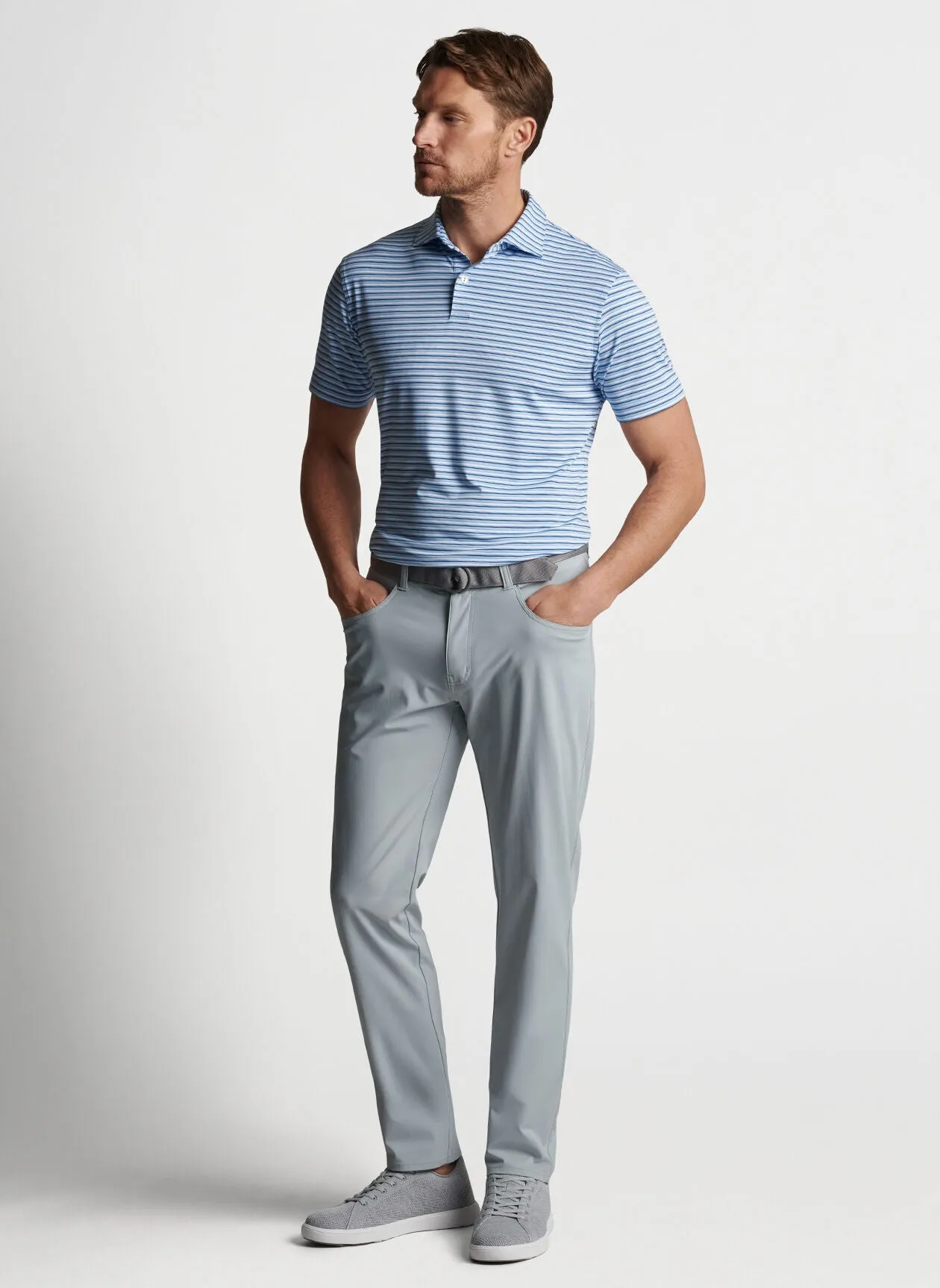 PETER MILLAR REES PERFORMANCE JERSEY POLO - BALTIC BLUE./BLUE FROST