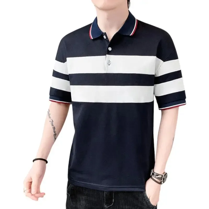 Polo bleu marine et blanc