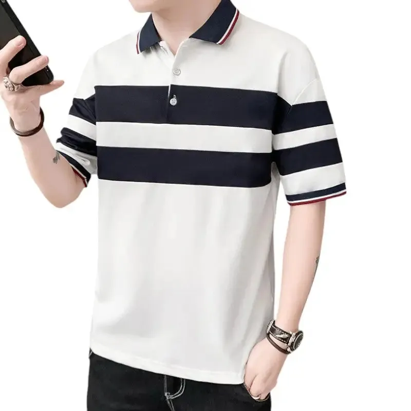 Polo bleu marine et blanc