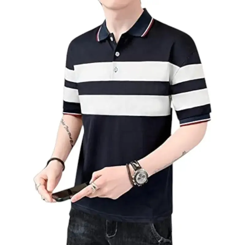 Polo bleu marine et blanc