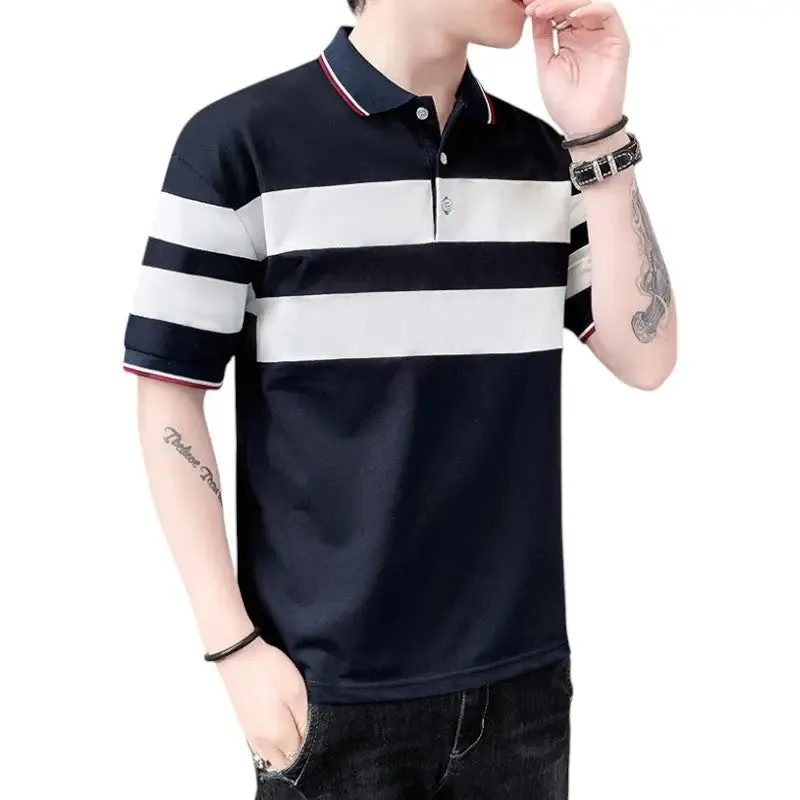 Polo bleu marine et blanc