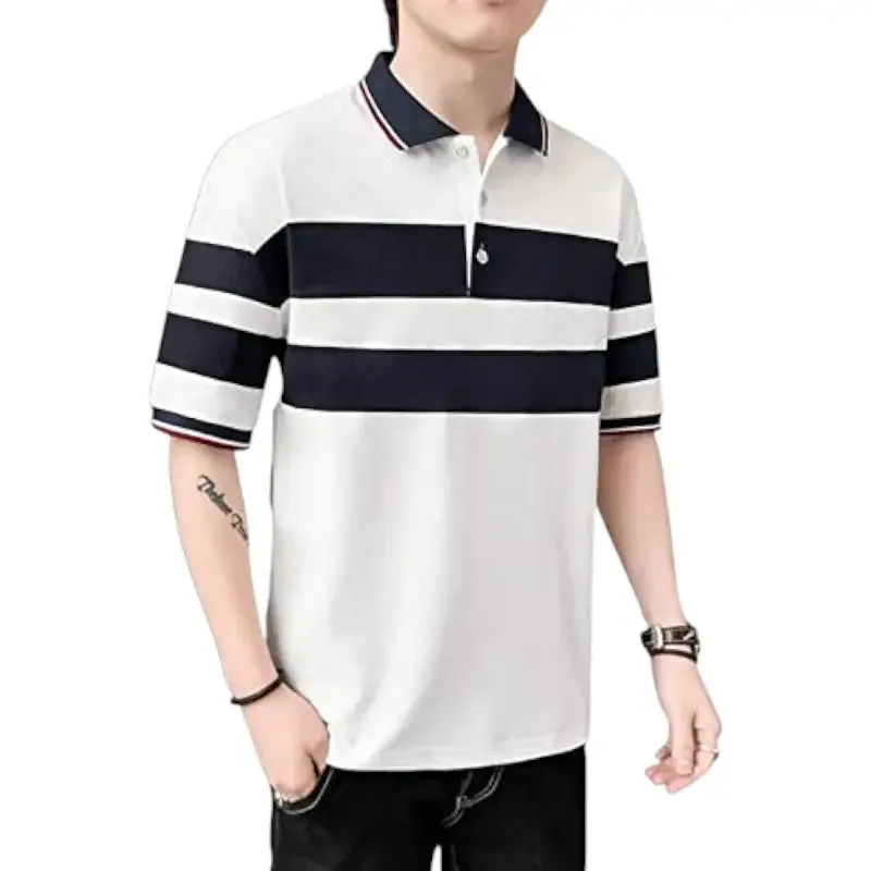 Polo bleu marine et blanc