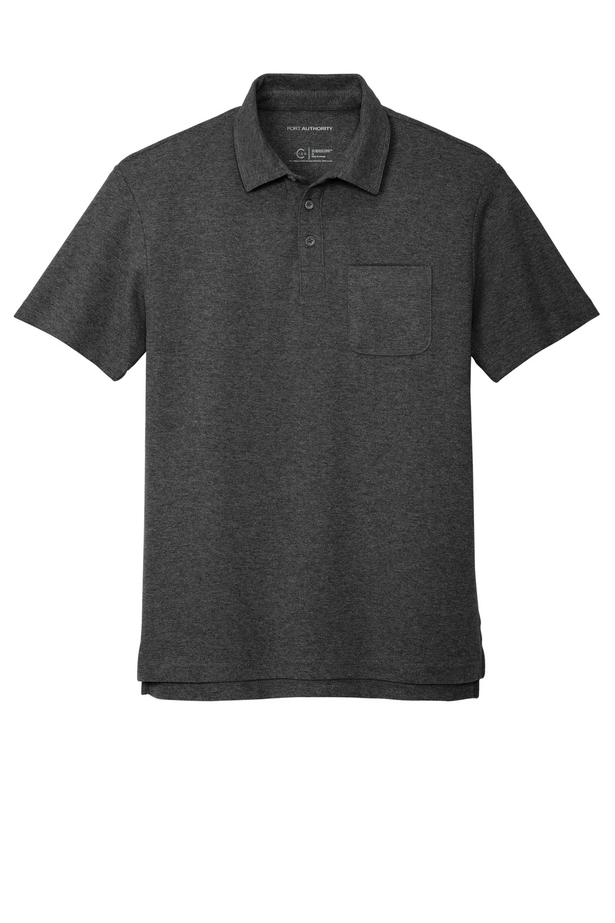 Port Authority C-FREE Cotton Blend Pique Pocket Polo K868 Charcoal Heather
