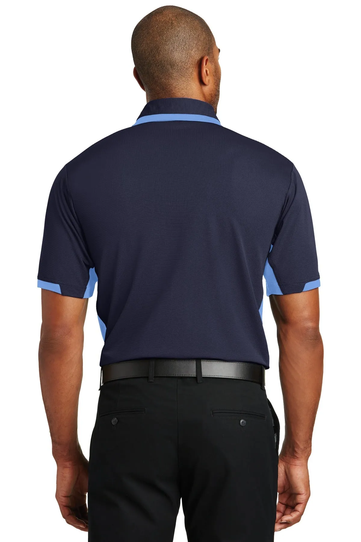 Port Authority Dry Zone Colorblock Ottoman Polo. K524 Navy/ Blue Lake