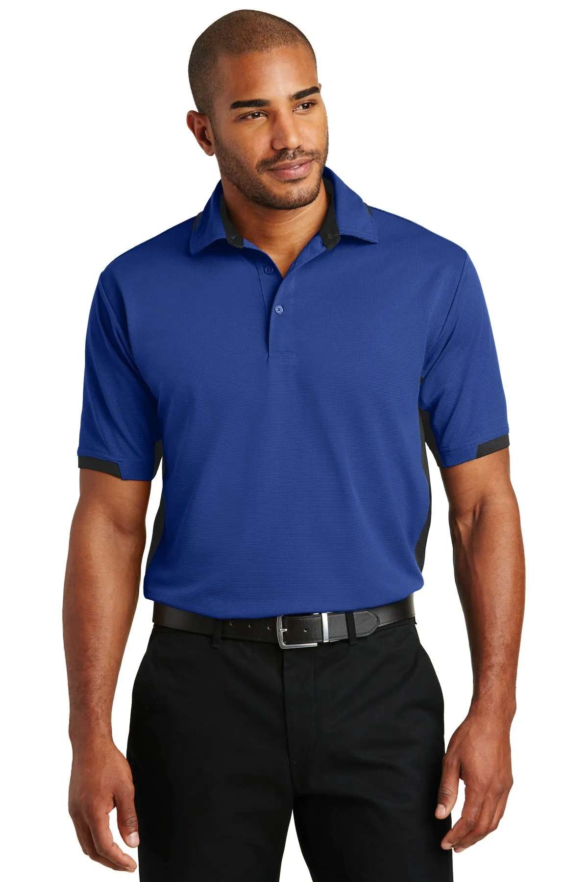 Port Authority Dry Zone Colorblock Ottoman Polo. K524 Royal/ Black