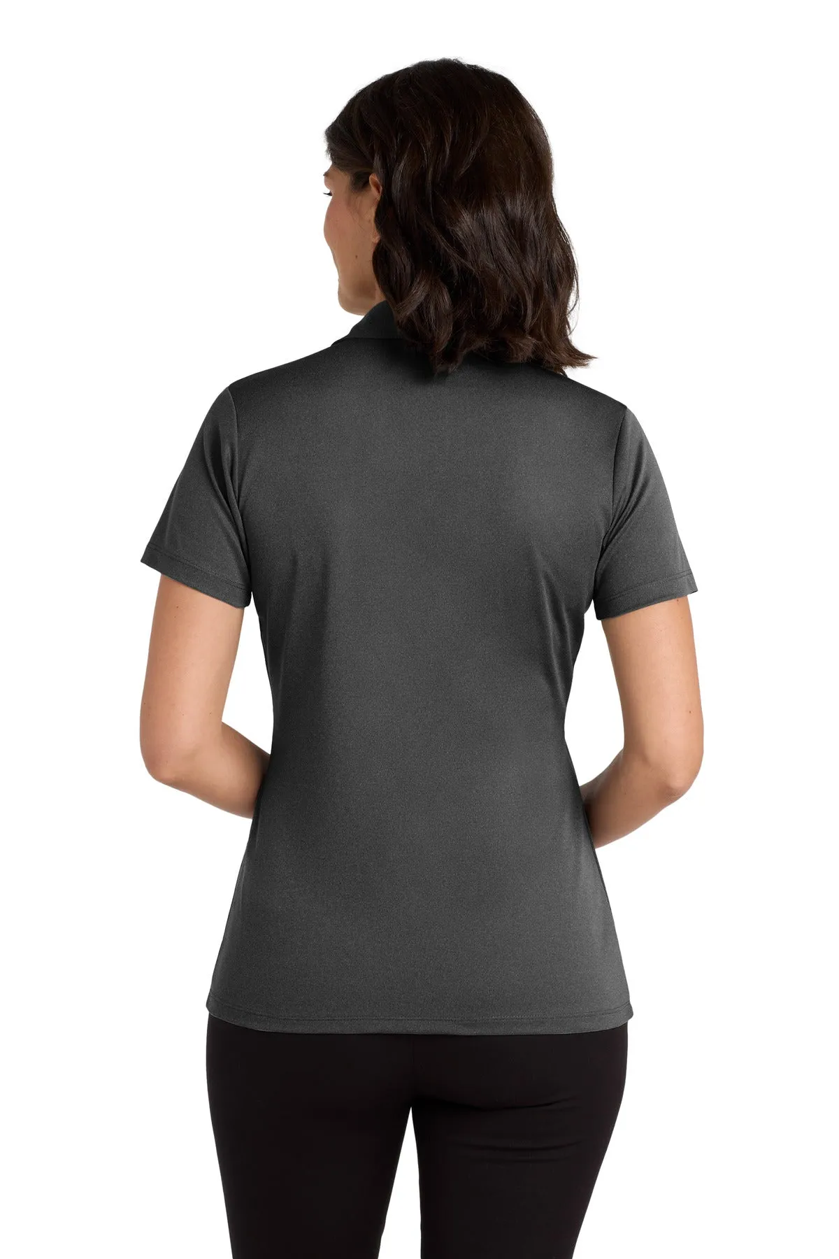 Port Authority  Women's Heathered Silk Touch  Performance Polo. LK542 Black Heather
