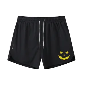 Pumpkin Smiley Graphic Shorts