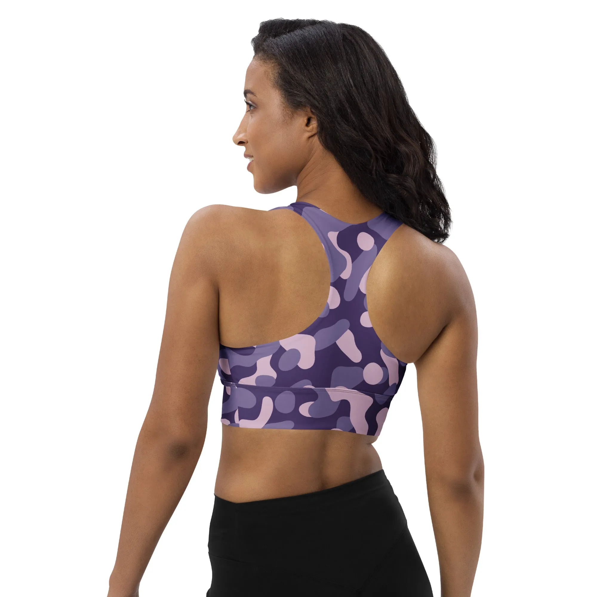 Purple Camo Longline Sports Bra
