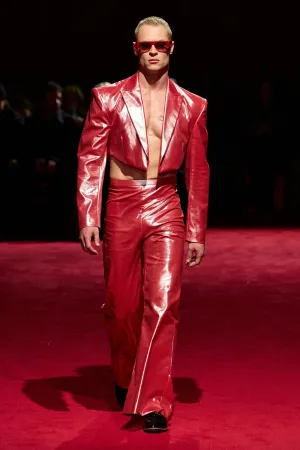 Red Iridescent Cropped Blazer
