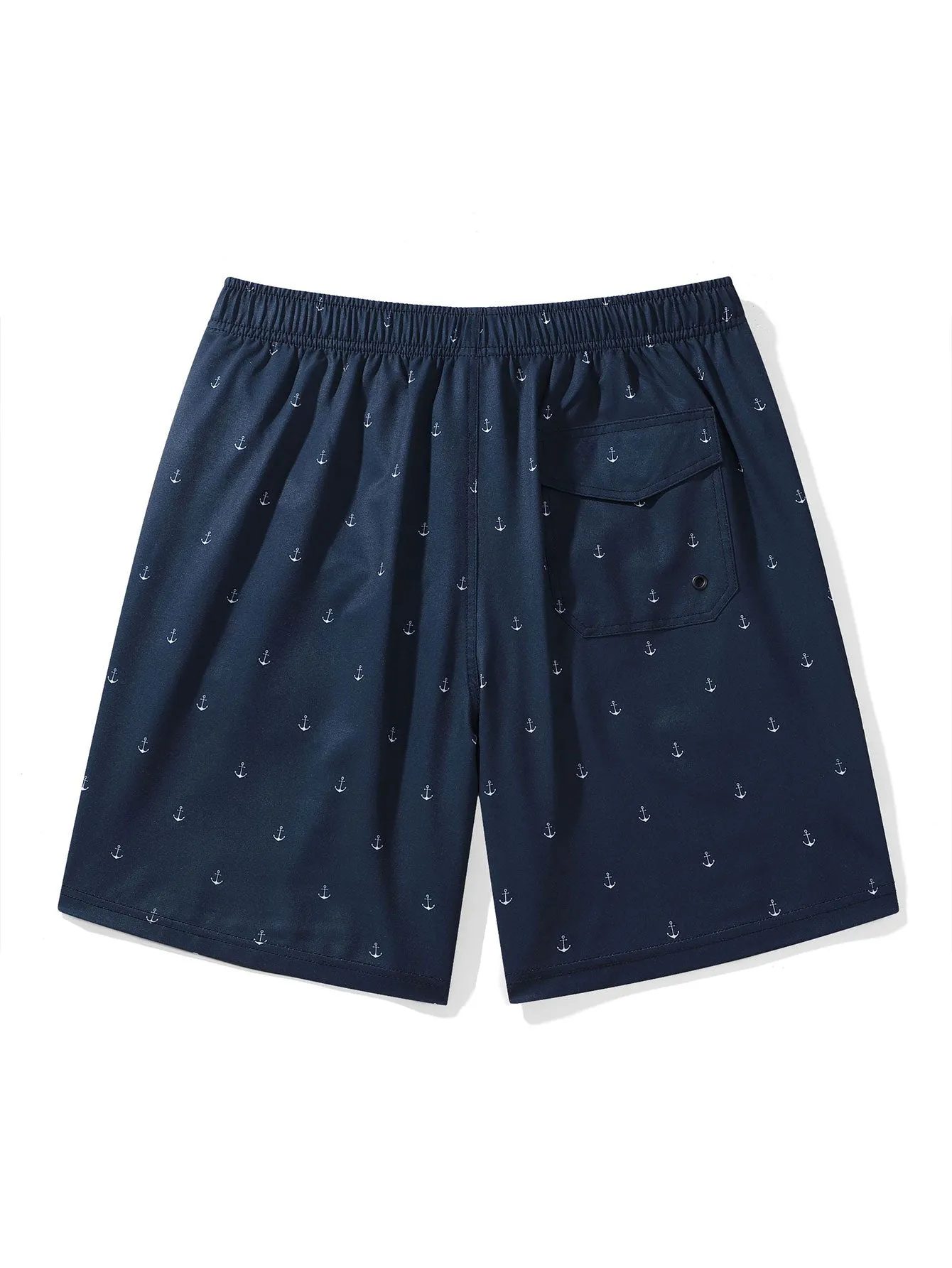 Regular Fit Anchor Print Cotton T-Shirt & Anchor Print Drawstring Swim Shorts