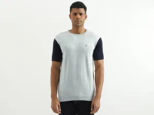 Regular Fit Round Neck Colourblocked Sweater