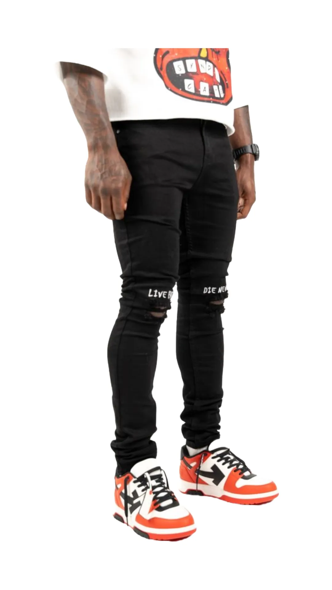 RELAPSE "LIVE FAST" BLACK DENIM