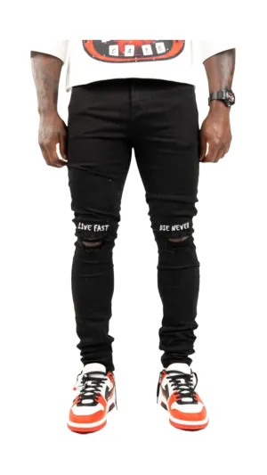 RELAPSE "LIVE FAST" BLACK DENIM