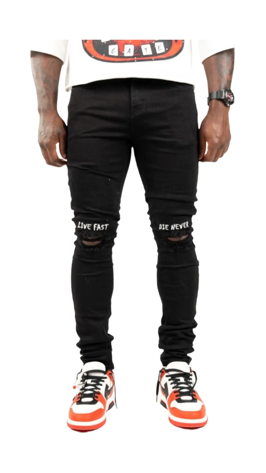 RELAPSE "LIVE FAST" BLACK DENIM