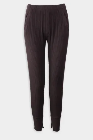 Rib Split Cuff Jogger in Brown