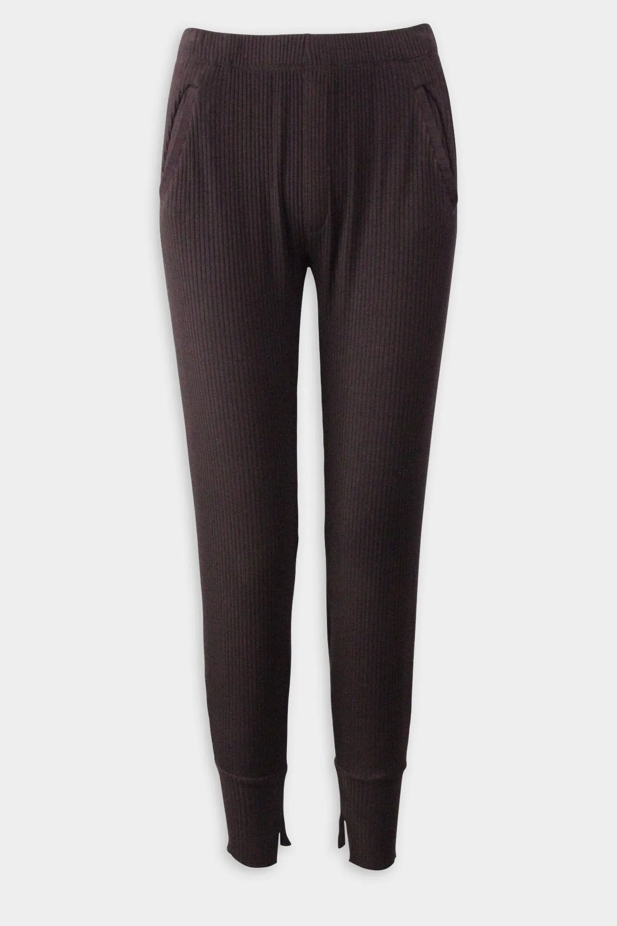 Rib Split Cuff Jogger in Brown
