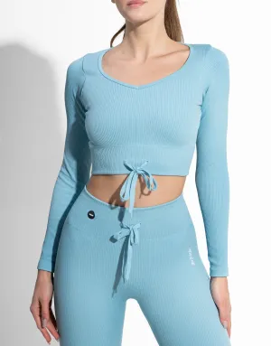 RIBBED AQUA SEAMLESS TOP