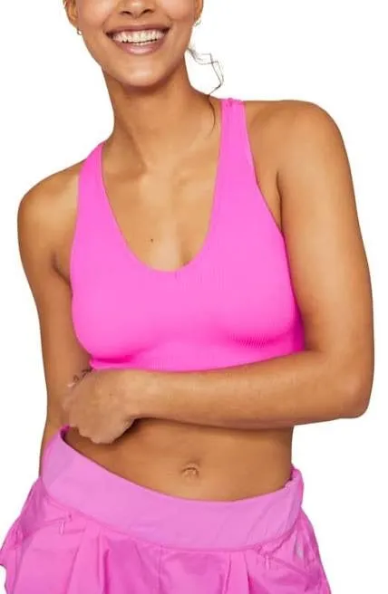 Ribbed Racer Back V Neck Crop Top