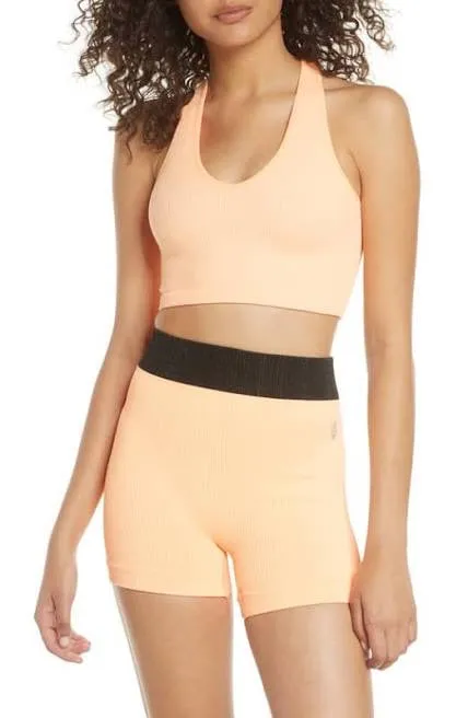 Ribbed Racer Back V Neck Crop Top