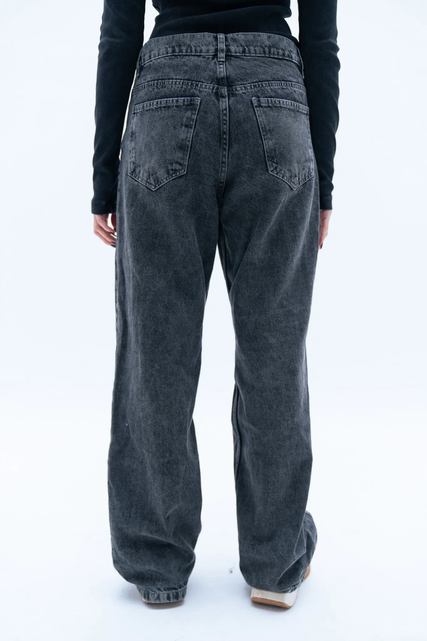 River Relaxed Fit Straight Leg In Black Jeans