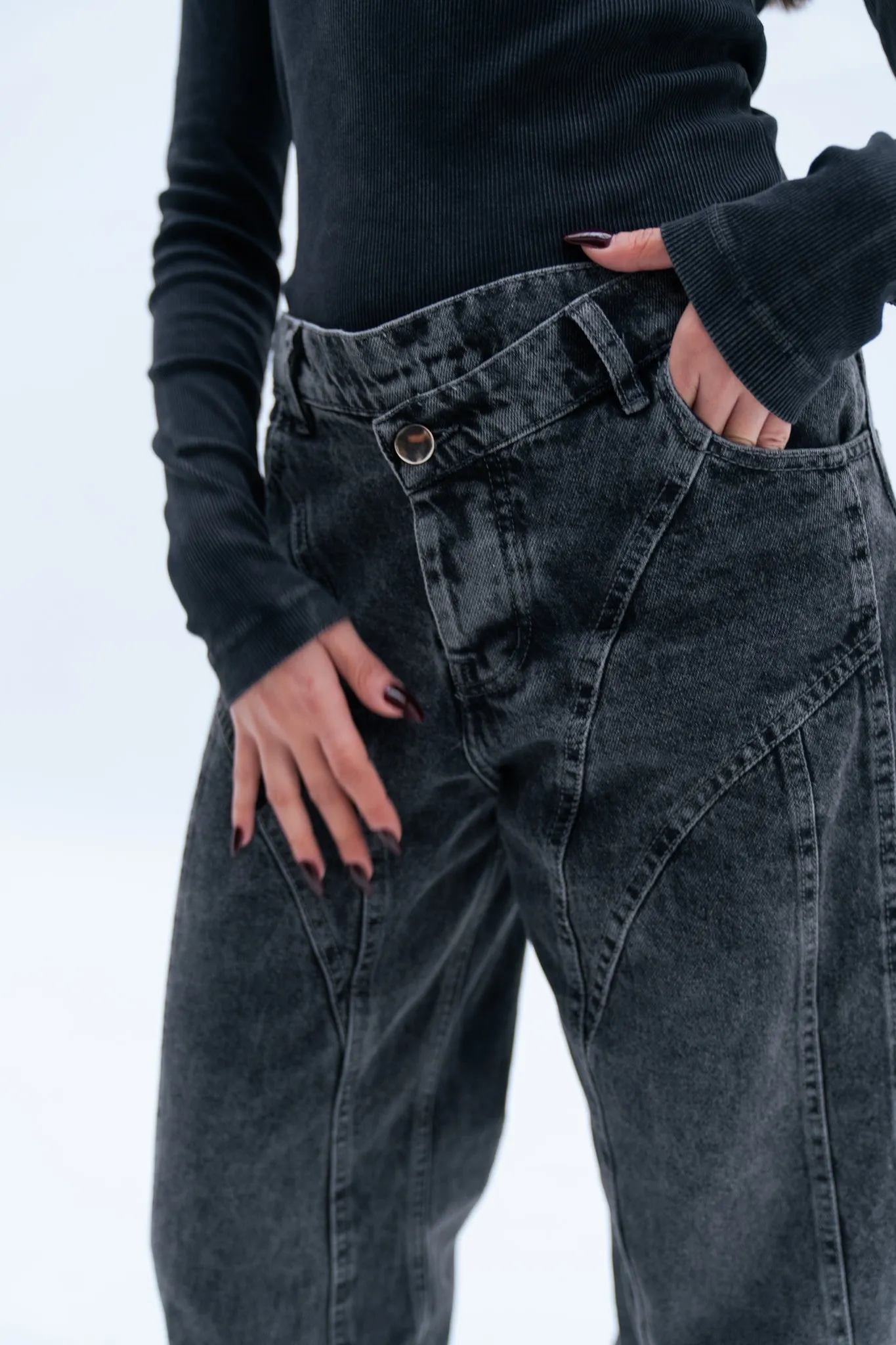 River Relaxed Fit Straight Leg In Black Jeans