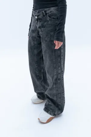 River Relaxed Fit Straight Leg In Black Jeans