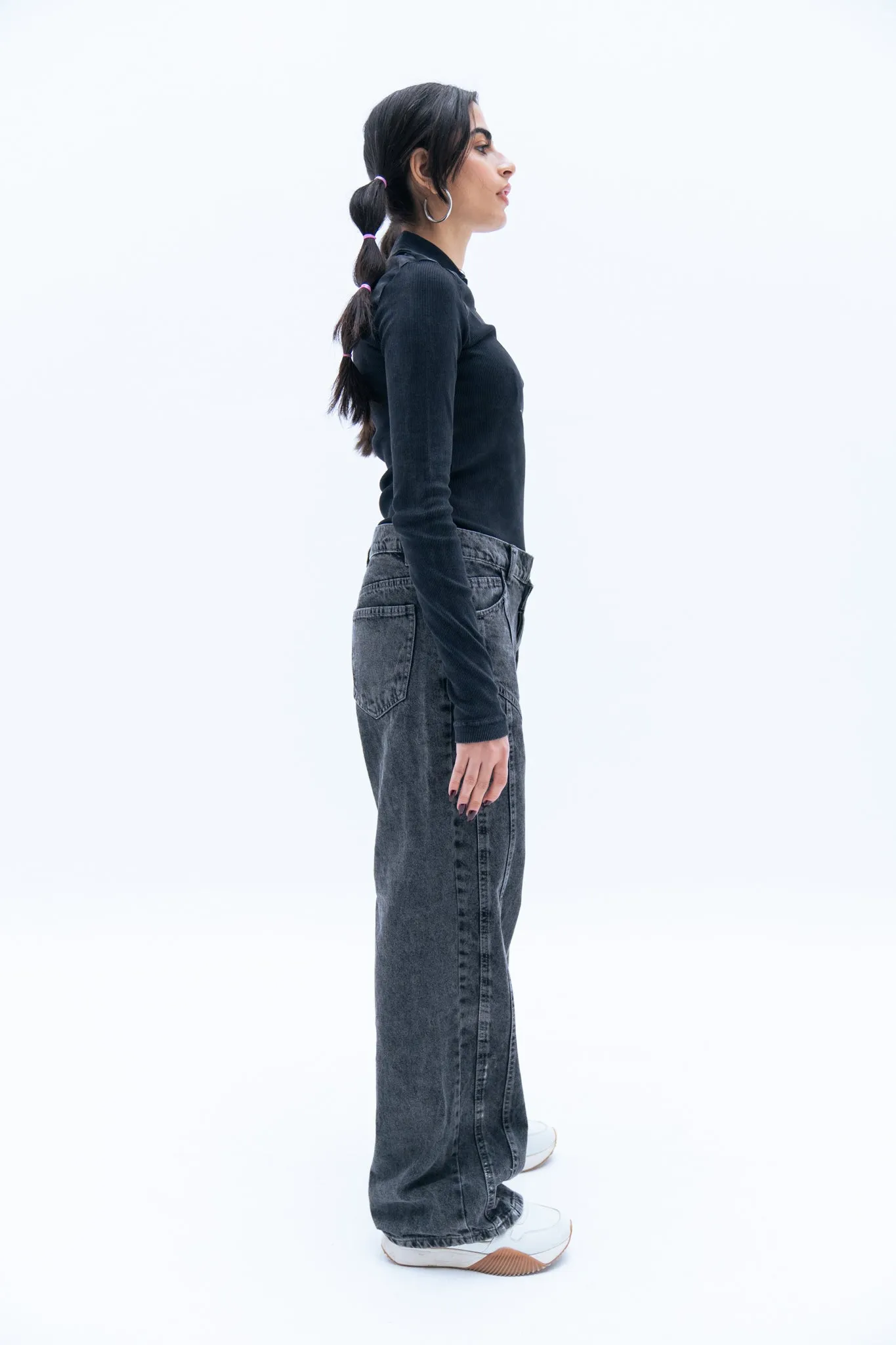River Relaxed Fit Straight Leg In Black Jeans