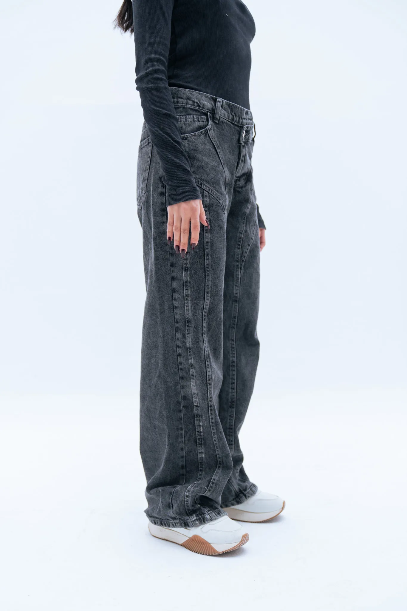 River Relaxed Fit Straight Leg In Black Jeans