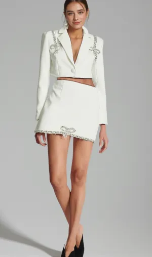 Sabine crystal-embellished jacket & skirt matching set