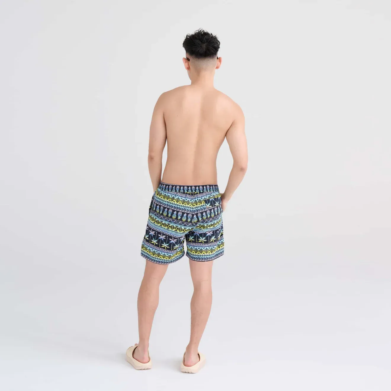 Saxx Mens Go Coastal 5" Swim Short - Pina Stripe - Black Multi