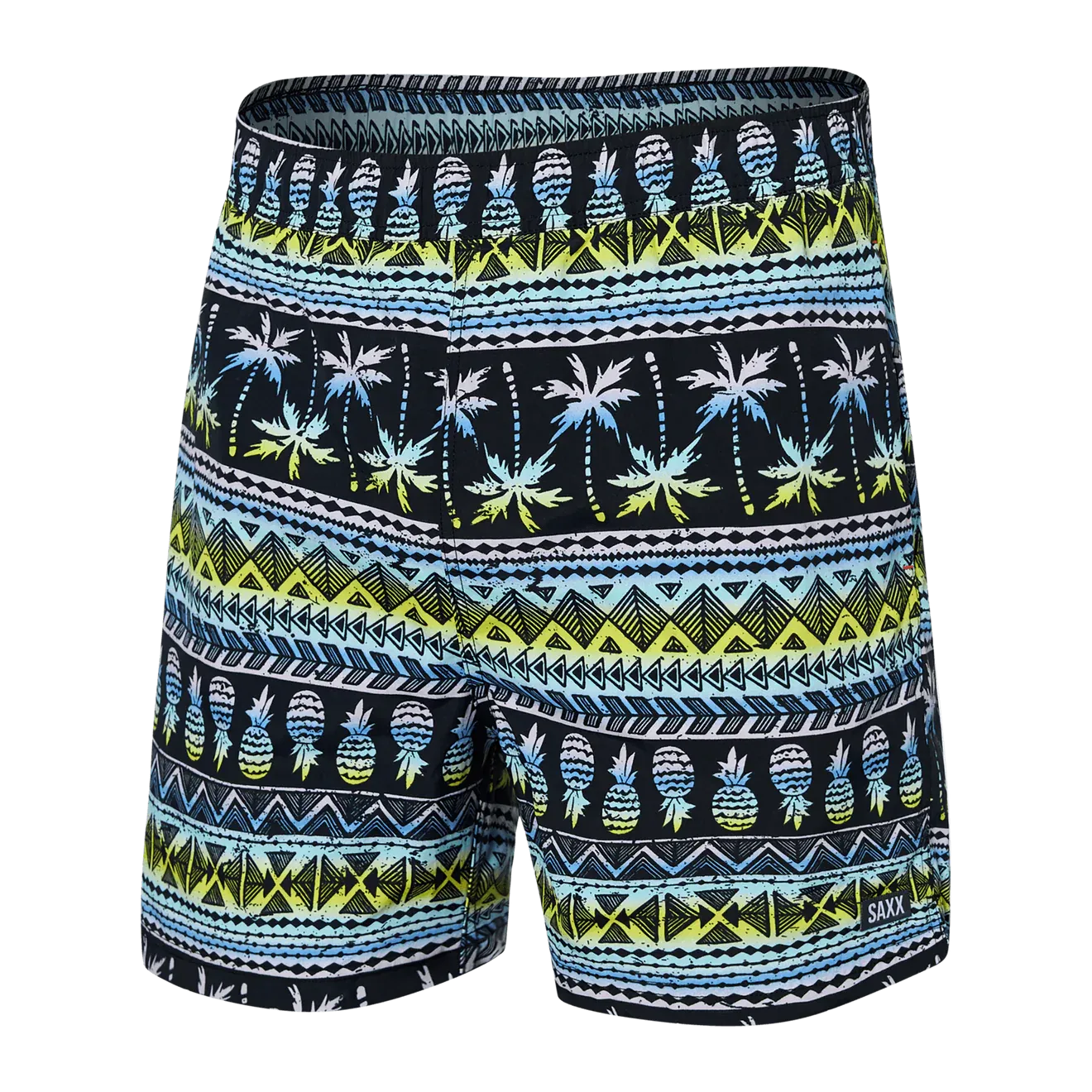 Saxx Mens Go Coastal 5" Swim Short - Pina Stripe - Black Multi