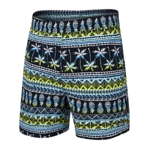 Saxx Mens Go Coastal 5" Swim Short - Pina Stripe - Black Multi