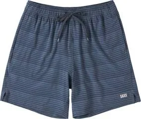 Saxx Mens Oh Buoy 2N1 7" Swim Short - Dark Ink/Deep Navy Stripe