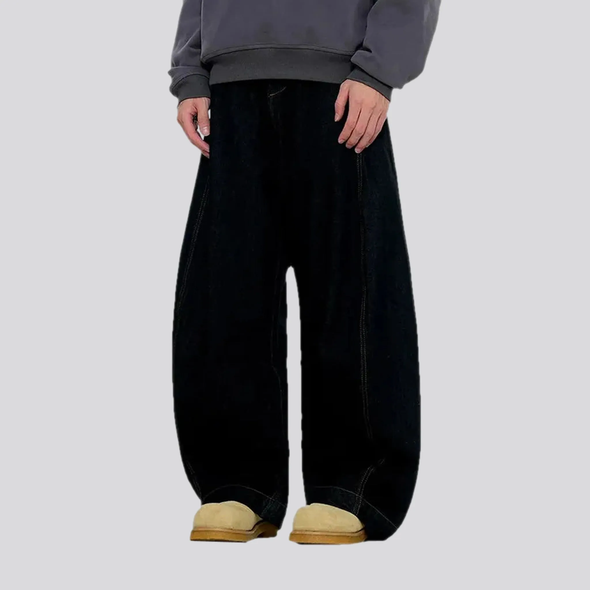 Single color slouchy fit men's jeans