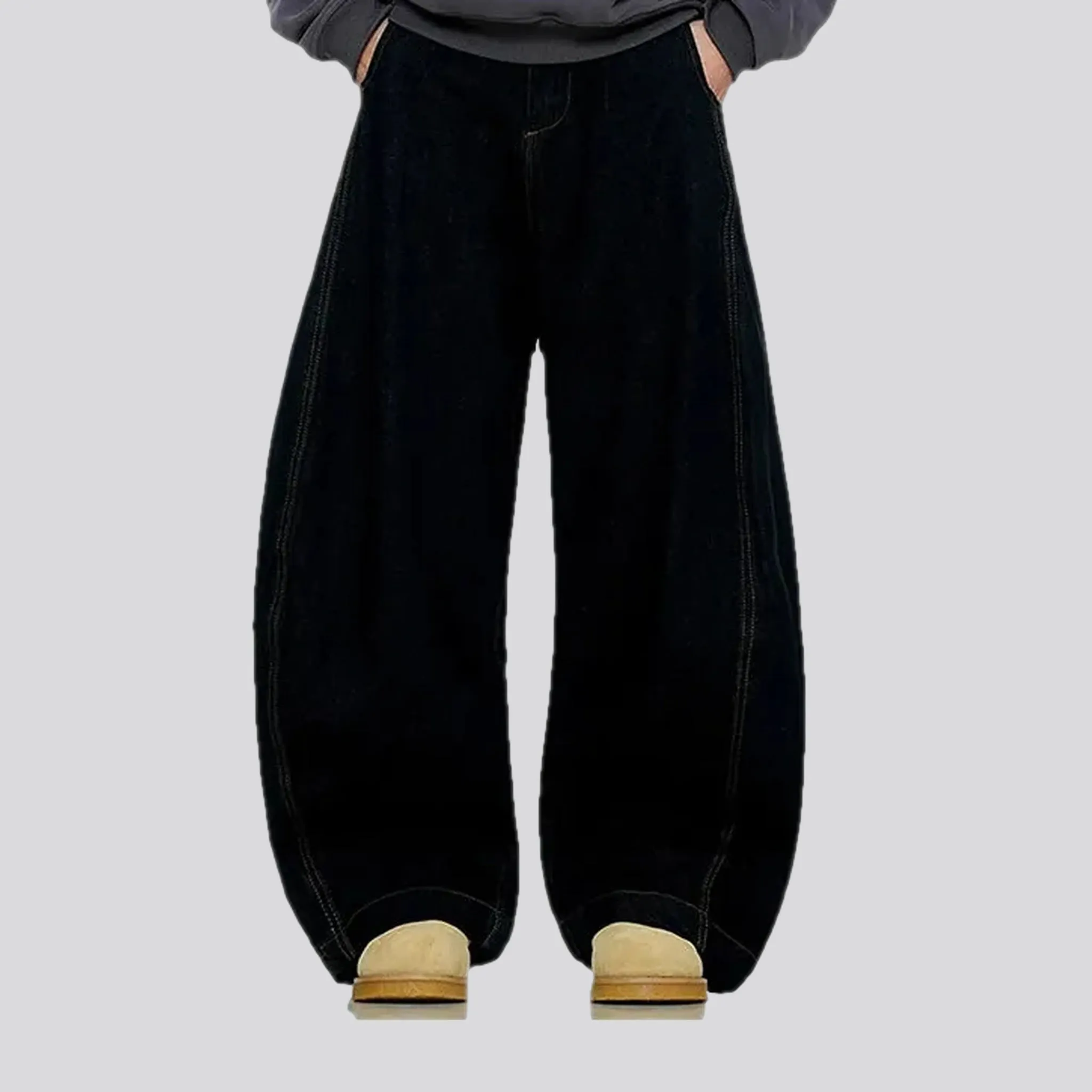Single color slouchy fit men's jeans