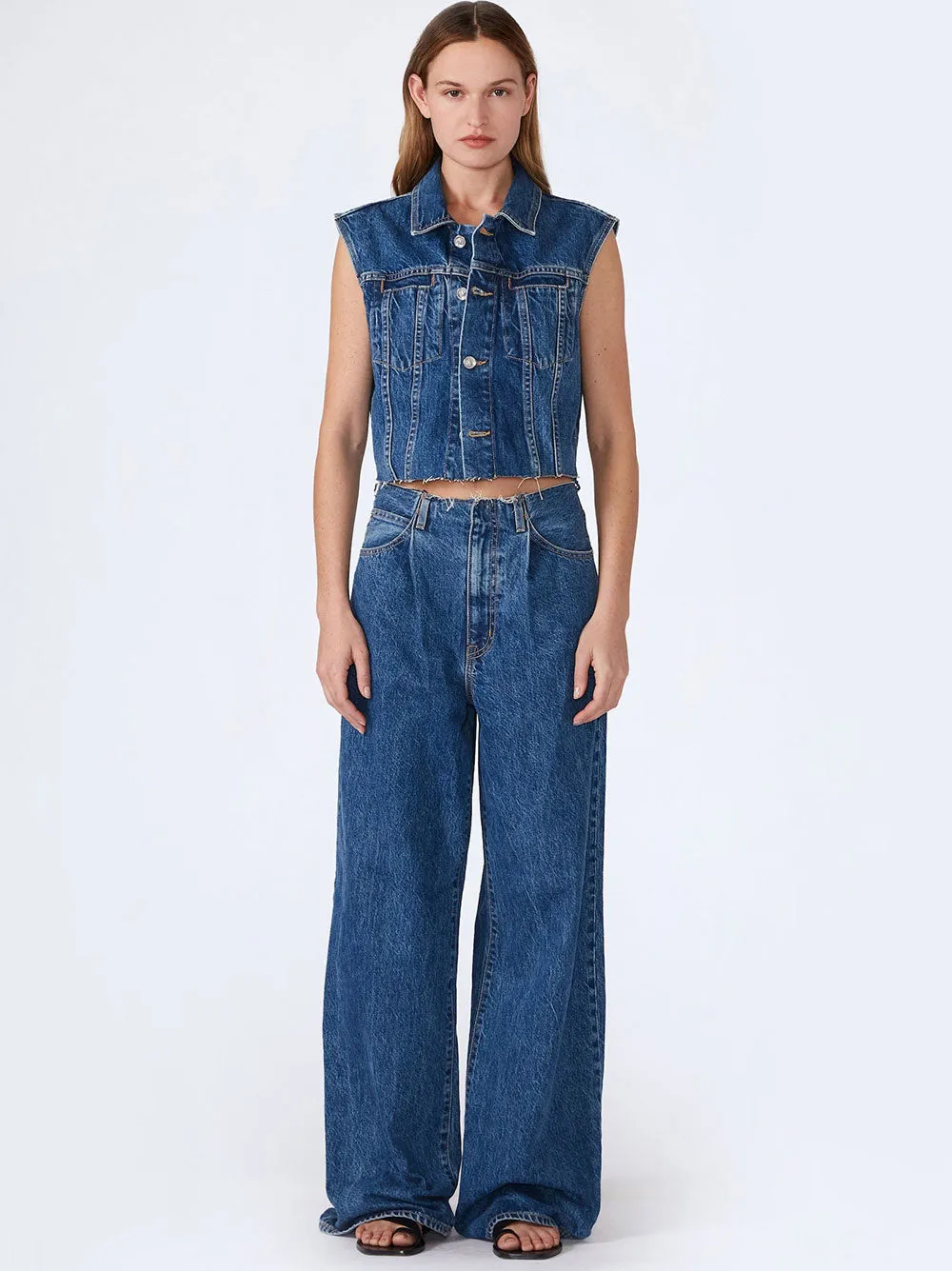 SLVRLAKE Taylor Wide Pleat Jeans in Sweet Memory