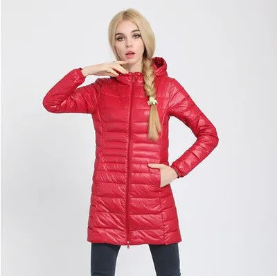Snowka Down Parka Famous Brand Designer Winter Jacket Women Long White Duck Down Jacket Outwear Ultralight Hooded Thin Coat