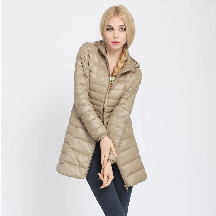 Snowka Down Parka Famous Brand Designer Winter Jacket Women Long White Duck Down Jacket Outwear Ultralight Hooded Thin Coat