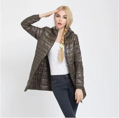 Snowka Down Parka Famous Brand Designer Winter Jacket Women Long White Duck Down Jacket Outwear Ultralight Hooded Thin Coat