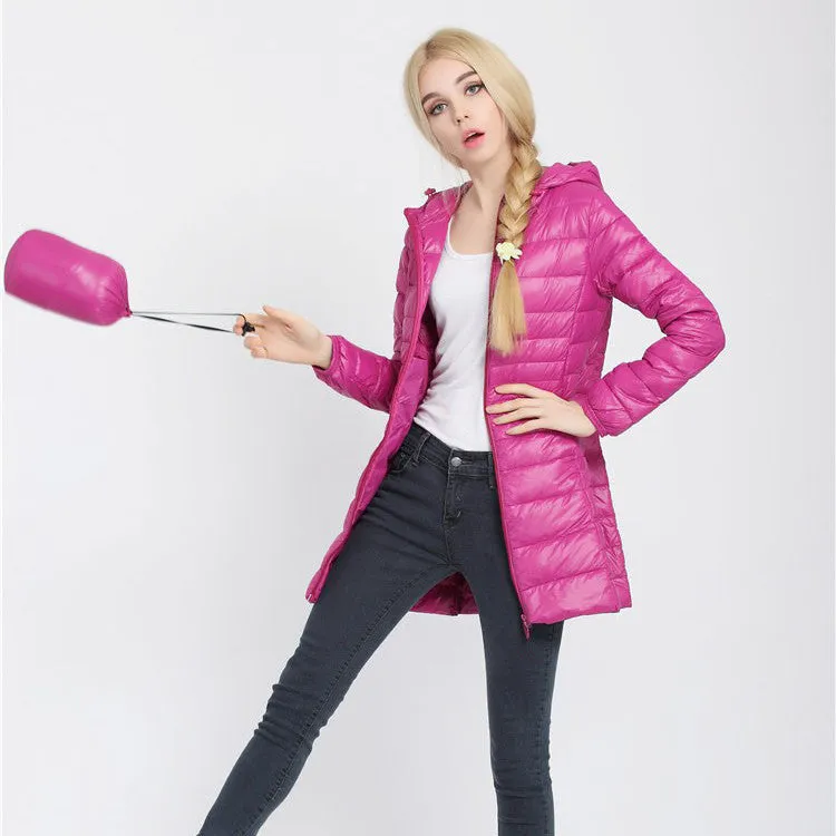 Snowka Down Parka Famous Brand Designer Winter Jacket Women Long White Duck Down Jacket Outwear Ultralight Hooded Thin Coat