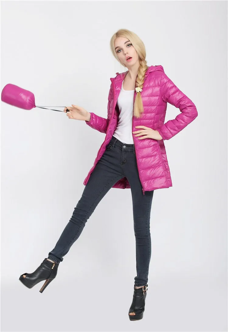 Snowka Down Parka Famous Brand Designer Winter Jacket Women Long White Duck Down Jacket Outwear Ultralight Hooded Thin Coat