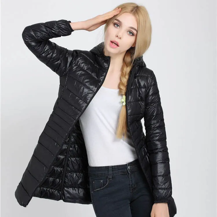 Snowka Down Parka Famous Brand Designer Winter Jacket Women Long White Duck Down Jacket Outwear Ultralight Hooded Thin Coat