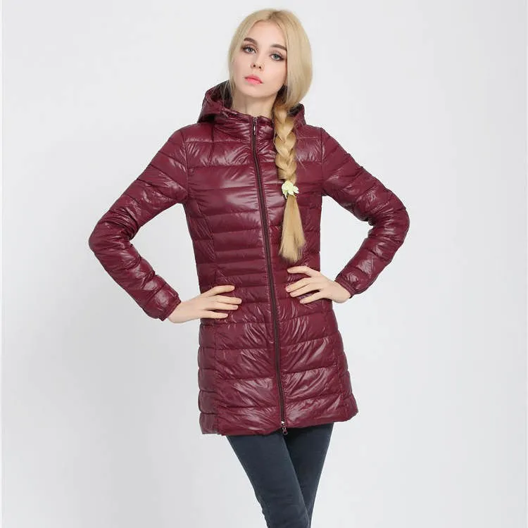 Snowka Down Parka Famous Brand Designer Winter Jacket Women Long White Duck Down Jacket Outwear Ultralight Hooded Thin Coat