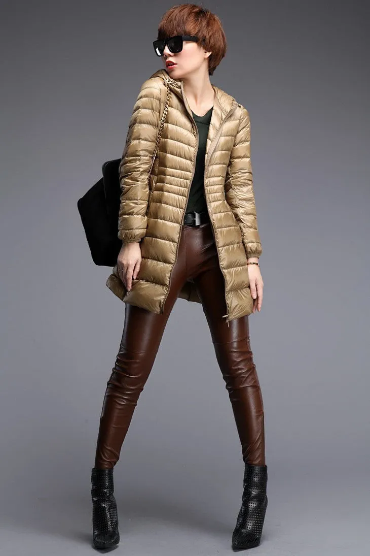 Snowka Female Warm Winter Jacket Women Coat Thin Brand 90% White Duck Down Parka Ultra-light Down Jacket Long Elegant Outwear