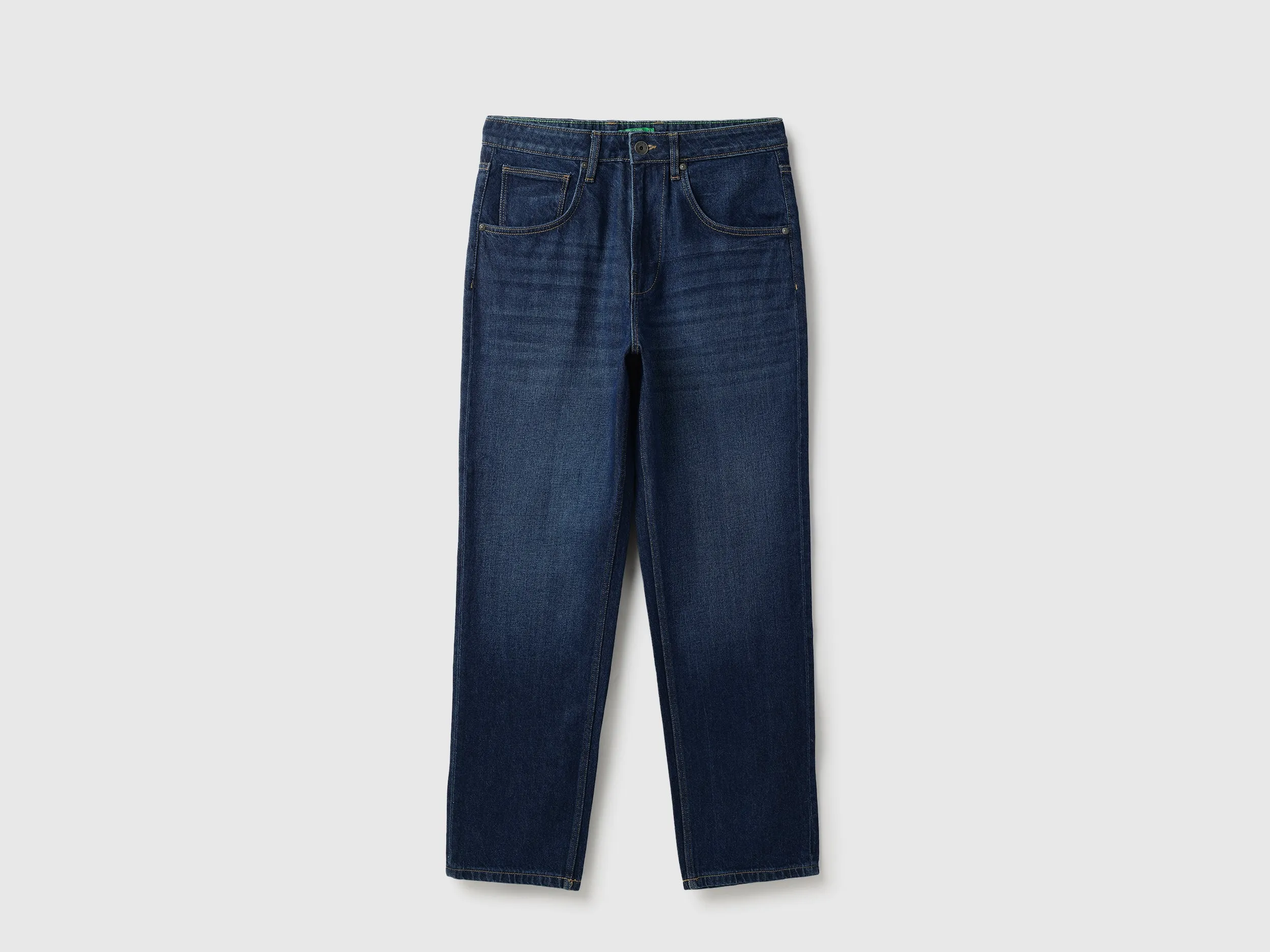 Solid Baggy Fit Mid Wash Jeans